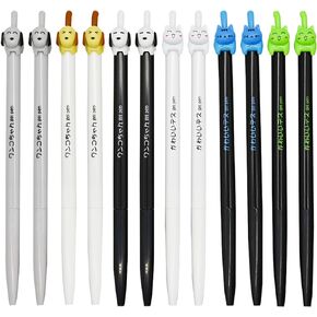 Maydahui 12 Pcs Cute Cat Dog Tail Clicker Retractable Pen Novelty Japanese Little Kitten Rollerball Pens Black Ink For Cat Lovers Student Shcool Office Supplies Stationery Party Favors