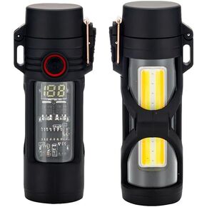 KALIMO Windproof and Waterproof Arc LED Flashlight with Lighter,Plasma Rechargeable USB Electric Flameless Lighter with Tactical Torch, Portable Flashlight for Home and Outdoor