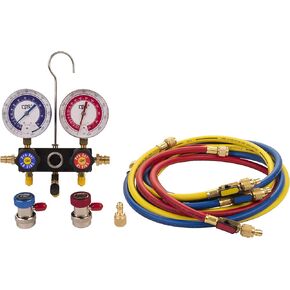 CPS MA1234: Pro-Set Manifold A/C Gauge Set with Hoses (R-12, R-134A)