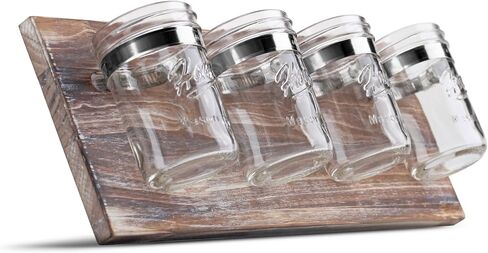 HOMKO Rustic Mason Jar Toothbrush Holder Wall Mounted - Mason Jar Bathroom Wall Storage Organizer – Farmhouse Wall Decor Small Bathroom Storage Containers (Rustic Gray) in Saudi Arabia