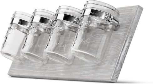 HOMKO Rustic Mason Jar Toothbrush Holder Wall Mounted - Mason Jar Bathroom Wall Storage Organizer – Farmhouse Wall Decor Small Bathroom Storage Containers (Rustic Gray) in Saudi Arabia