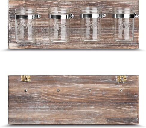 HOMKO Rustic Mason Jar Toothbrush Holder Wall Mounted - Mason Jar Bathroom Wall Storage Organizer – Farmhouse Wall Decor Small Bathroom Storage Containers (Rustic Gray) in Saudi Arabia