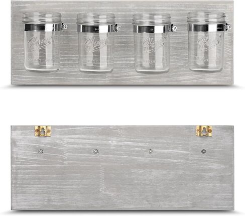 HOMKO Rustic Mason Jar Toothbrush Holder Wall Mounted - Mason Jar Bathroom Wall Storage Organizer – Farmhouse Wall Decor Small Bathroom Storage Containers (Rustic Gray) in Saudi Arabia