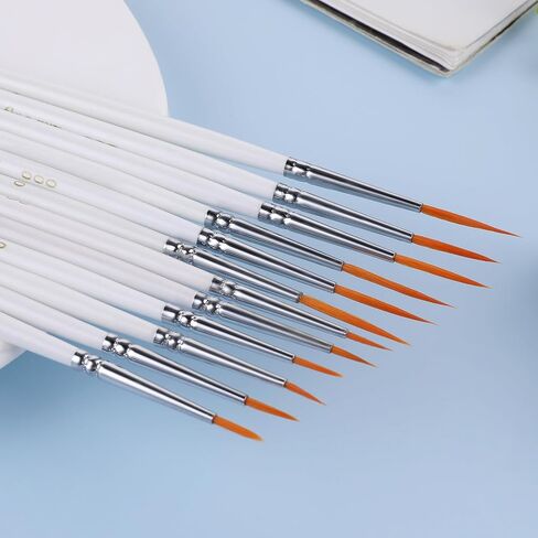 Amabro 12PCS Detail Paint Brushes, Fine Tip Paint Brush Set Miniature Brushes for Fine Detailing & Art Painting Micro Paintbrush for Acrylic Watercolor Oil Face Nail Art Model Painting Line Drawing in Saudi Arabia