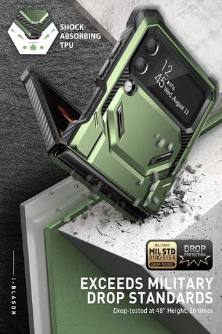 حافظة سلسلة i-Blason Armorbox لهاتف Samsung Galaxy Z Flip 4 5G (2022)، حافظة متينة لكامل الجسم مع تقليل الصدمات/ممتص للصدمات (أسود) in Kuwait