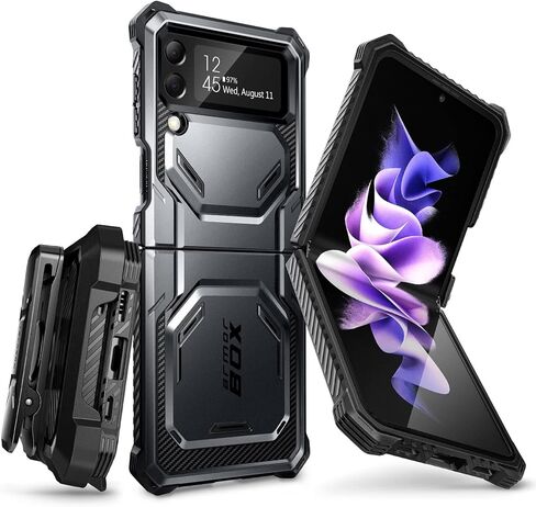حافظة سلسلة i-Blason Armorbox لهاتف Samsung Galaxy Z Flip 4 5G (2022)، حافظة متينة لكامل الجسم مع تقليل الصدمات/ممتص للصدمات (أسود) in Kuwait