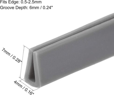 Uxcell Edge Trim U Seal Extrusion، سيليكون رمادي U قناة حافة حامي ورقة تناسب 0.5-2.5 مم حافة 1 متر/3.28 قدم طول in Saudi Arabia