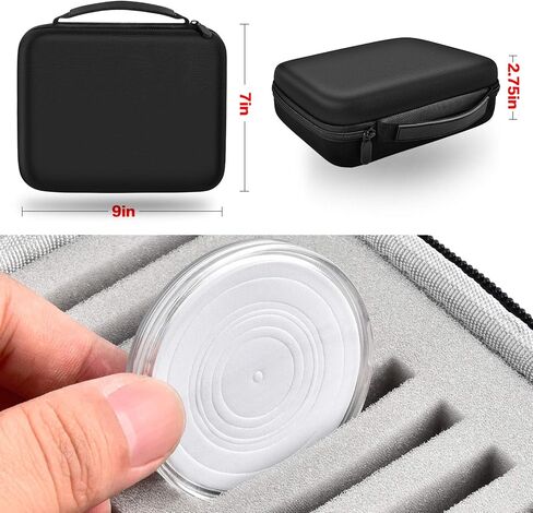 52 Pieces 46mm Coin Capsules with 6 Sizes (20/25/ 27/30/ 38/ 46mm), Coins Holder Collector Case with Foam Gasket and Plastic Storage Organizer for Coin Collection Supplies (Box Only) - Black Inner in Kuwait