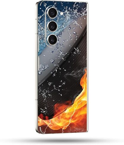 غلاف MightySkins متوافق مع هاتف Samsung Galaxy Z Fold 5 Full Wrap - Hockey Fire | غطاء ملتف واقٍ ومتين وفريد ​​من نوعه من الفينيل | سهل التطبيق والإزالة وتغيير الأنماط | صنع في الولايات المتحدة الأمريكية in Saudi Arabia