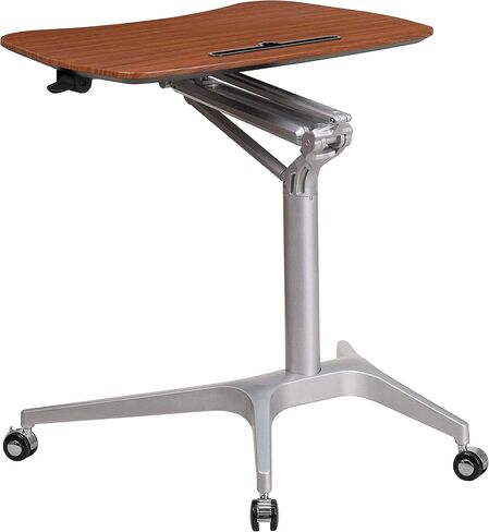 Flash Furniture Gia Mobile Sit-Down, Stand-Up Mahogany Computer Ergonomic Desk with 28.25''W Top (Adjustable Range 29'' - 41'') in Saudi Arabia