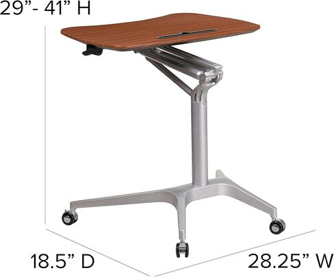 Flash Furniture Gia Mobile Sit-Down, Stand-Up Mahogany Computer Ergonomic Desk with 28.25''W Top (Adjustable Range 29'' - 41'') in Saudi Arabia