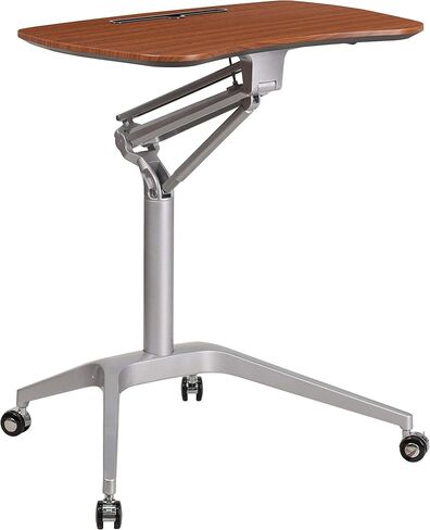 Flash Furniture Gia Mobile Sit-Down, Stand-Up Mahogany Computer Ergonomic Desk with 28.25''W Top (Adjustable Range 29'' - 41'') in Saudi Arabia