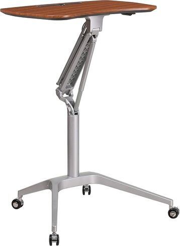 Flash Furniture Gia Mobile Sit-Down, Stand-Up Mahogany Computer Ergonomic Desk with 28.25''W Top (Adjustable Range 29'' - 41'') in Saudi Arabia