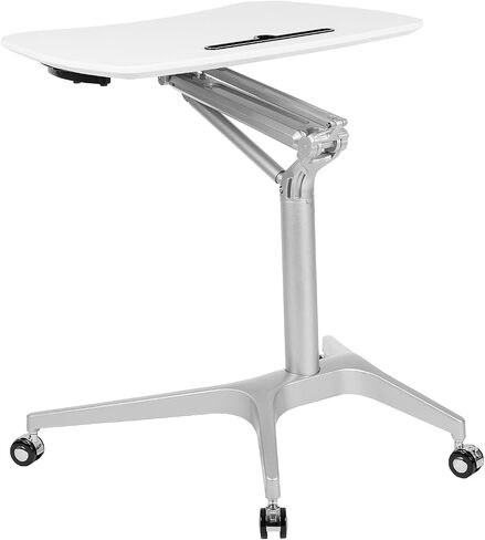 Flash Furniture Gia Mobile Sit-Down, Stand-Up Mahogany Computer Ergonomic Desk with 28.25''W Top (Adjustable Range 29'' - 41'') in Saudi Arabia