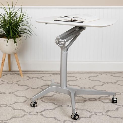 Flash Furniture Gia Mobile Sit-Down, Stand-Up Mahogany Computer Ergonomic Desk with 28.25''W Top (Adjustable Range 29'' - 41'') in Saudi Arabia