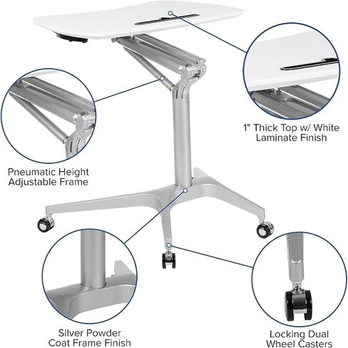 Flash Furniture Gia Mobile Sit-Down, Stand-Up Mahogany Computer Ergonomic Desk with 28.25''W Top (Adjustable Range 29'' - 41'') in Saudi Arabia