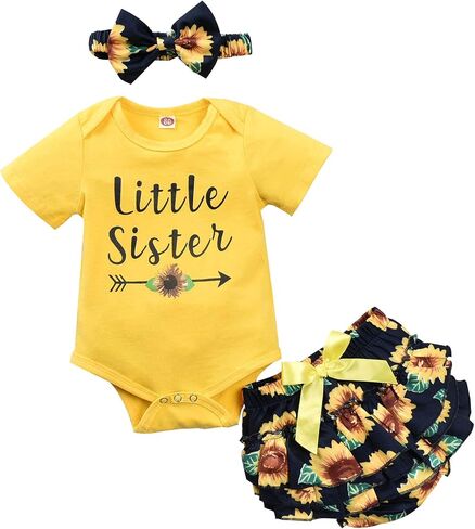 Unutiylo Little Big Sister Outfits Matching Toddler Baby Girl clothes Long Sleeve Ruffle Tops Romper Floral Pants Set in Saudi Arabia