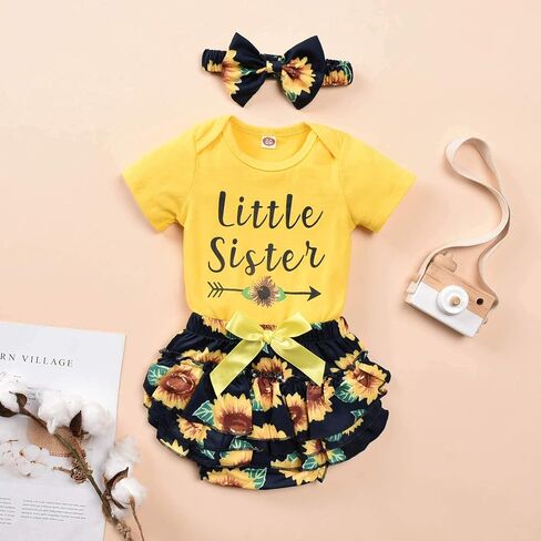 Unutiylo Little Big Sister Outfits Matching Toddler Baby Girl clothes Long Sleeve Ruffle Tops Romper Floral Pants Set in Saudi Arabia