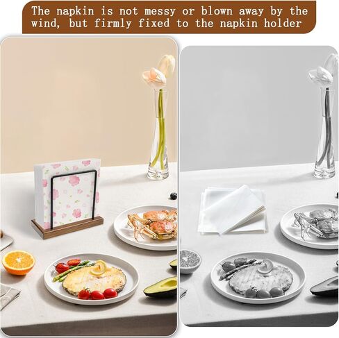 Napkin Holder for Table,Acacia Wood Napkins Holder with Metal Wire, Farmhouse Standing Napkin Holder for Kitchen, Dining Tables, Bar Picnic, Paper,Cocktail, Mail, or Bill Organizer. in Kuwait