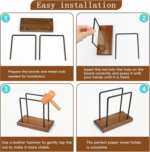 Napkin Holder for Table,Acacia Wood Napkins Holder with Metal Wire, Farmhouse Standing Napkin Holder for Kitchen, Dining Tables, Bar Picnic, Paper,Cocktail, Mail, or Bill Organizer. in Kuwait