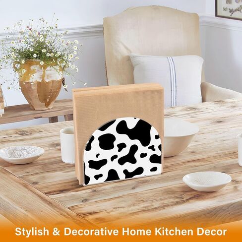 Cow Skin Print Napkin Holder, Acrylic Napkin Holders for Table Cocktail Napkins Dispenser Paper Stand for Kitchen Dining Restaurant Home Bar in Saudi Arabia