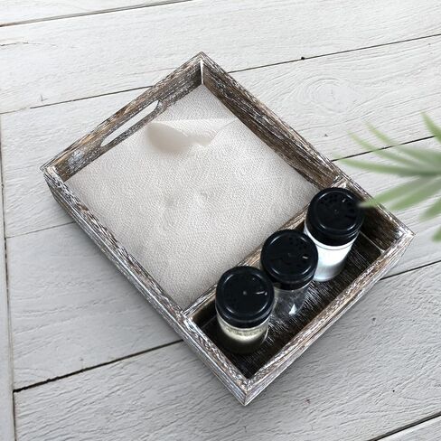 KITCHEN TQT - Napkin Holder With Salt And Pepper Shakers +1 Extra, Napkin Holder For Table, Napkin Holder For Paper Napkins, Wooden Napkin Holder, Farmhouse Napkin Holder in Saudi Arabia
