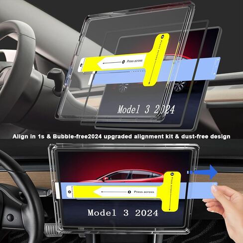 Tempered Glass Screen Protector Designed for Tesla Model 3 2024 15.4 inch Dashboard Touchscreen 2024 Tesla Model 3 Accessories with Frame Kit Easy Installation in Saudi Arabia