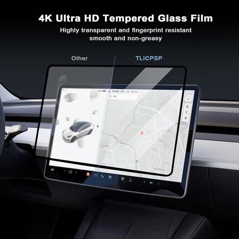 Tempered Glass Screen Protector Designed for Tesla Model 3 2024 15.4 inch Dashboard Touchscreen 2024 Tesla Model 3 Accessories with Frame Kit Easy Installation in Saudi Arabia