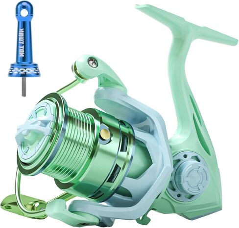 HAUT TON Spinning Reel Macaroon Beginner's Edition، 5+1BB بكرات صيد خفيفة للغاية، 5.2:1 نسبة التروس 18LBs أقصى سحب للأسماك الجليدية والمياه العذبة، تتضمن عمود التوازن in Kuwait