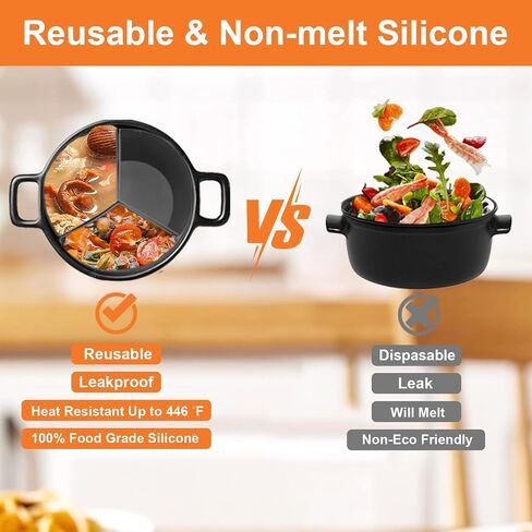 بطانة مقسمة للطباخ البطيء، قابلة لإعادة الاستخدام، مانعة للتسرب، مقسم، بطانات أوعية فورية، خالية من مادة BPA، آمنة للاستخدام في غسالة الأطباق لمدة 6 كوارت (3 قطع) in Saudi Arabia