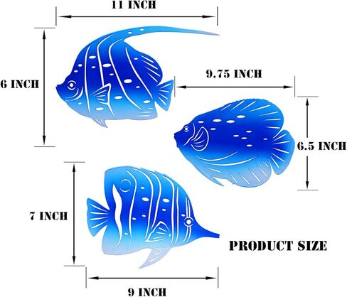 BVLFOOK Metal Wall Art Decor Octopus Crab Manta Ray Coastal Nautical Ocean Decor Concise 9'' Set of 3 Hanging Decorations for Bathroom Beach Indoor Outdoor Pool Home Bedroom Living Room Blue in Kuwait