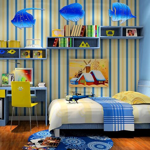 BVLFOOK Metal Wall Art Decor Octopus Crab Manta Ray Coastal Nautical Ocean Decor Concise 9'' Set of 3 Hanging Decorations for Bathroom Beach Indoor Outdoor Pool Home Bedroom Living Room Blue in Kuwait