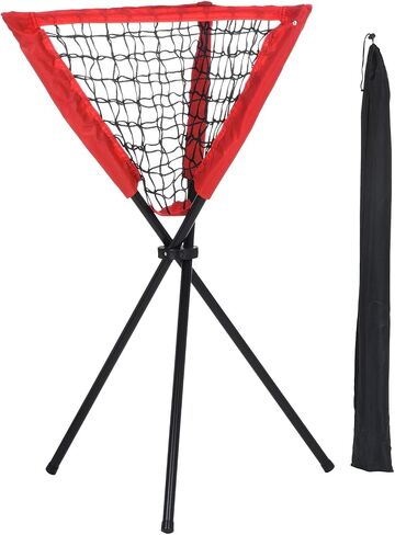 PATIKIL Baseball Caddy Portable Baseball Bucket of Balls Batting Practice Ball Caddy Stand with Carry Bag for Softball Holders Hitting Batting Practice Training, Red in Saudi Arabia