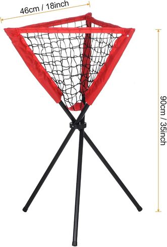 PATIKIL Baseball Caddy Portable Baseball Bucket of Balls Batting Practice Ball Caddy Stand with Carry Bag for Softball Holders Hitting Batting Practice Training, Red in Saudi Arabia