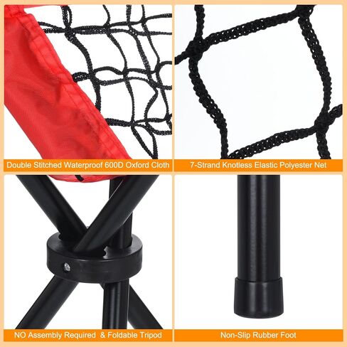 PATIKIL Baseball Caddy Portable Baseball Bucket of Balls Batting Practice Ball Caddy Stand with Carry Bag for Softball Holders Hitting Batting Practice Training, Red in Saudi Arabia