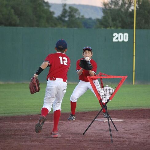 PATIKIL Baseball Caddy Portable Baseball Bucket of Balls Batting Practice Ball Caddy Stand with Carry Bag for Softball Holders Hitting Batting Practice Training, Red in Saudi Arabia