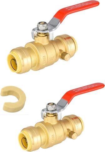EFIELD 3/4 بوصة صمام كروي نحاسي بمنفذ كامل مناسب للدفع مع تصريف، تجهيزات سباكة للنحاس، Pex، أنابيب Cpvc in Kuwait