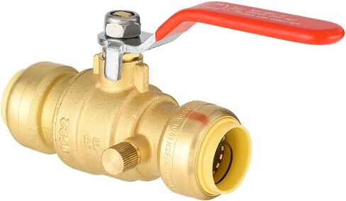 EFIELD 3/4 بوصة صمام كروي نحاسي بمنفذ كامل مناسب للدفع مع تصريف، تجهيزات سباكة للنحاس، Pex، أنابيب Cpvc in Kuwait