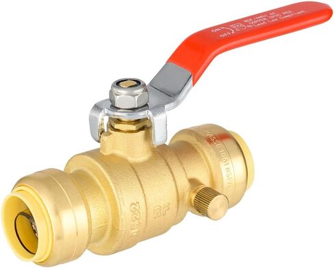 EFIELD 3/4 بوصة صمام كروي نحاسي بمنفذ كامل مناسب للدفع مع تصريف، تجهيزات سباكة للنحاس، Pex، أنابيب Cpvc in Kuwait