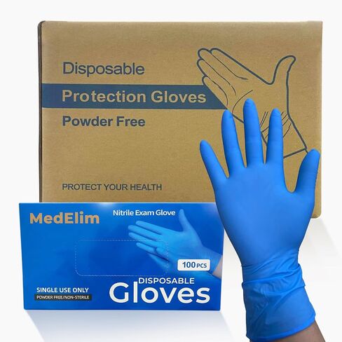 MEDELIM Nitrile Medical Exam Gloves: Powder-Free, Non-Sterile, 5 mil Disposable Glove, Blue in Kuwait