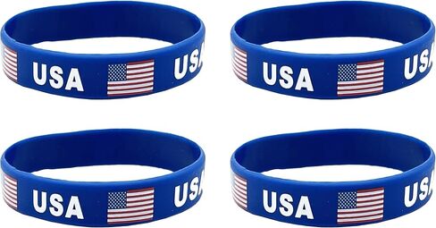 4 Pcs USA American Country Flag Rubber Bracelets, National Flag Silicone Bracelet, Rubber Wristbands Patriotic Decorations Gift in Saudi Arabia