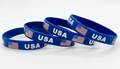 4 Pcs USA American Country Flag Rubber Bracelets, National Flag Silicone Bracelet, Rubber Wristbands Patriotic Decorations Gift in Saudi Arabia