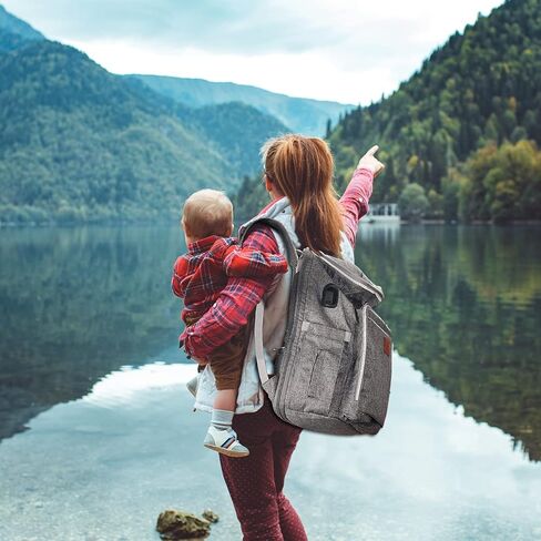 yookee home Large Diaper Bag, Backpack for Twins or Two Kids, Expandable Baby Diaper Bag for Mom Dad, Extra Large Travel Diaper Backpack with USB Charging Port, Portable Changing Pad, Stroller Straps in Kuwait