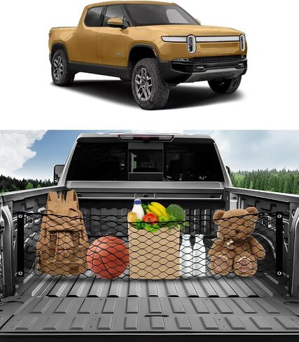 Karltys Truck Bed Cargo Net for Rivian R1T/R1S 2022-2024 Accessories, Rivian Envelope Style Cargo Net, Heavy Duty Cargo Net for Pickup Truck Bed, Highly Elastic Mesh Netting with Durable Hooks in Saudi Arabia