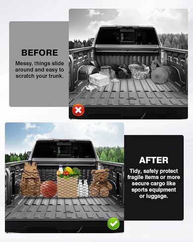 Karltys Truck Bed Cargo Net for Rivian R1T/R1S 2022-2024 Accessories, Rivian Envelope Style Cargo Net, Heavy Duty Cargo Net for Pickup Truck Bed, Highly Elastic Mesh Netting with Durable Hooks in Saudi Arabia