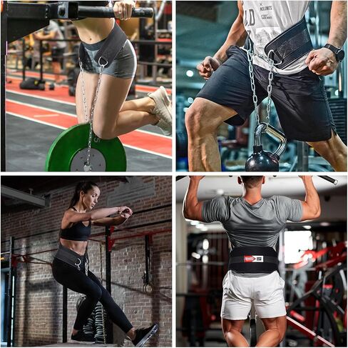 حزام غمس شديد التحمل 36 بوصة حزام وزن سلسلة - رفع الأثقال كمال الأجسام 7.5 بوصة عرض 9 مم سميك من النيوبرين مبطن لدعم الظهر في صالة الألعاب الرياضية وحزام سحب لأعلى وحزام غمس للتمرين in Kuwait