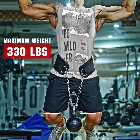 حزام غمس شديد التحمل 36 بوصة حزام وزن سلسلة - رفع الأثقال كمال الأجسام 7.5 بوصة عرض 9 مم سميك من النيوبرين مبطن لدعم الظهر في صالة الألعاب الرياضية وحزام سحب لأعلى وحزام غمس للتمرين in Kuwait