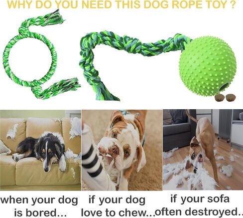 كرة تدريب الكلاب على الحبل، لعبة شد الحبل للكلاب الصغيرة والمتوسطة والكبيرة، ألعاب تسنين الجراء، ألعاب مضغ تفاعلية للكلاب من أجل الملل in Kuwait