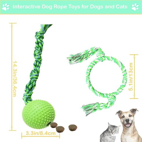 كرة تدريب الكلاب على الحبل، لعبة شد الحبل للكلاب الصغيرة والمتوسطة والكبيرة، ألعاب تسنين الجراء، ألعاب مضغ تفاعلية للكلاب من أجل الملل in Kuwait