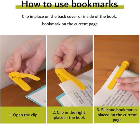 3pcs Silicone Automatic Bookmarks, Book Marks Gifts for Reading Women, Men, Kids, Book Lovers, Readers, Unique Cute Book Accessories, Stay in Place and Follow as You Read" in Saudi Arabia